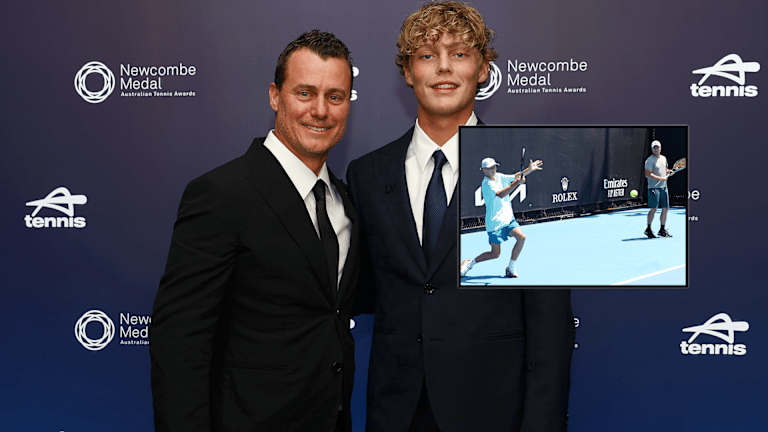 Lleyton Hewitt comes out of retirement to win father-son doubles with Cruz in Sydney